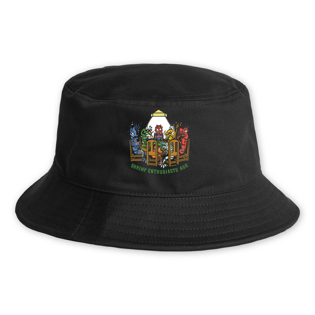 SHRIMP PLAYING POKER-ON BLACK. Bucket Hat